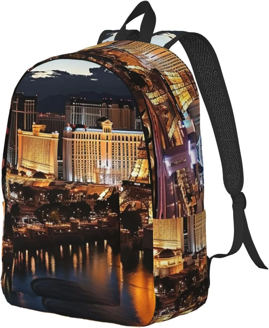 Canvas Backpack for Men Women Laptop Backpack Las Vegas night view Travel Rucksack Lightweight Canvas Daypack