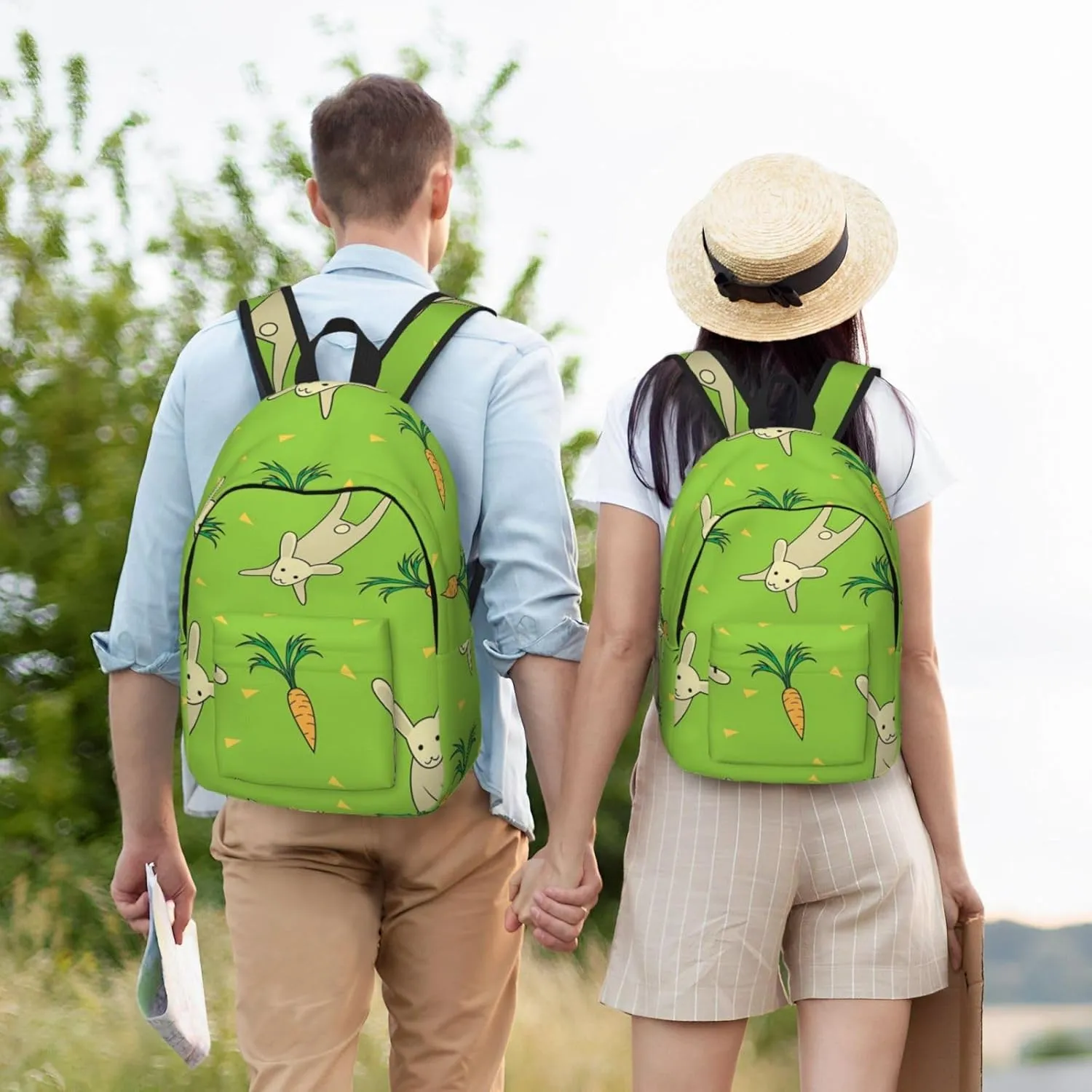 Canvas Casual Backpack Laptop Bag Suitable for Travel Office Outdoor Sports Men and Women Turnip Rabbit