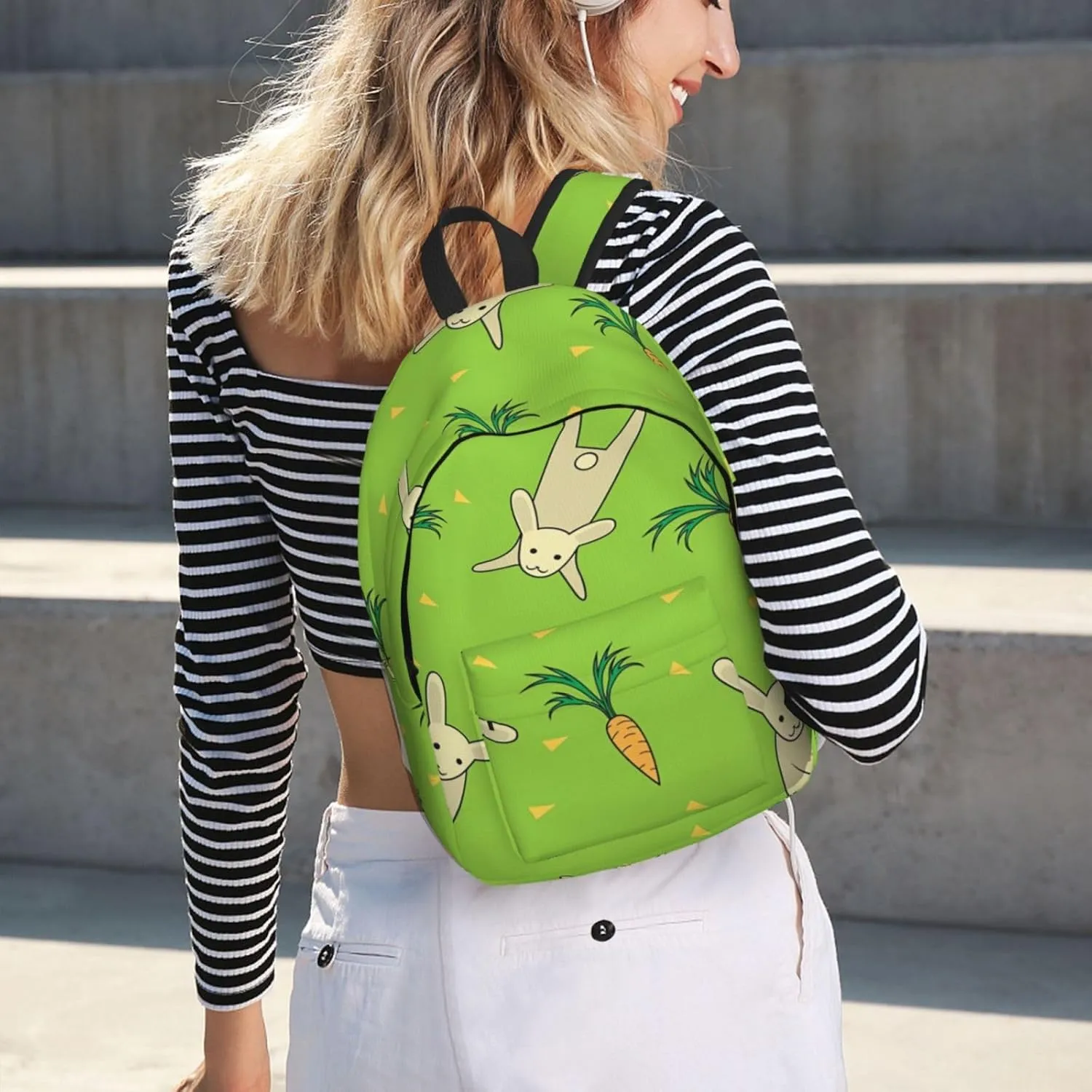 Canvas Casual Backpack Laptop Bag Suitable for Travel Office Outdoor Sports Men and Women Turnip Rabbit