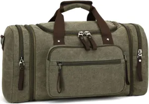 Canvas Duffle Bag for Travel 50L Large Duffel Bag for Men Women, Overnight Weekender Carry on Laptop Bag Outdoor Portable Soft Dense Durable (Green)