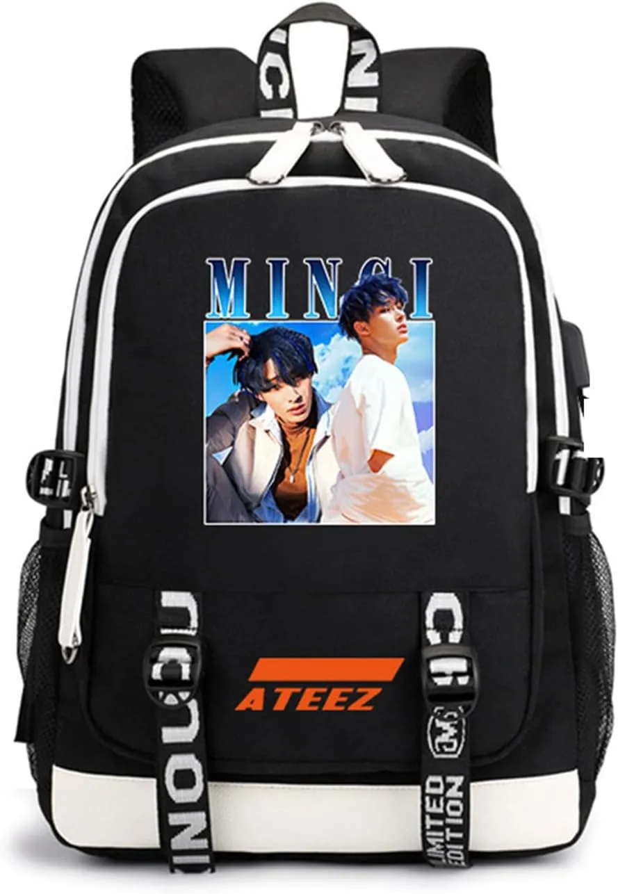 Canvas Korean Backpack Daypack Laptop Bag Student Rucksack School Bag with USB port 3