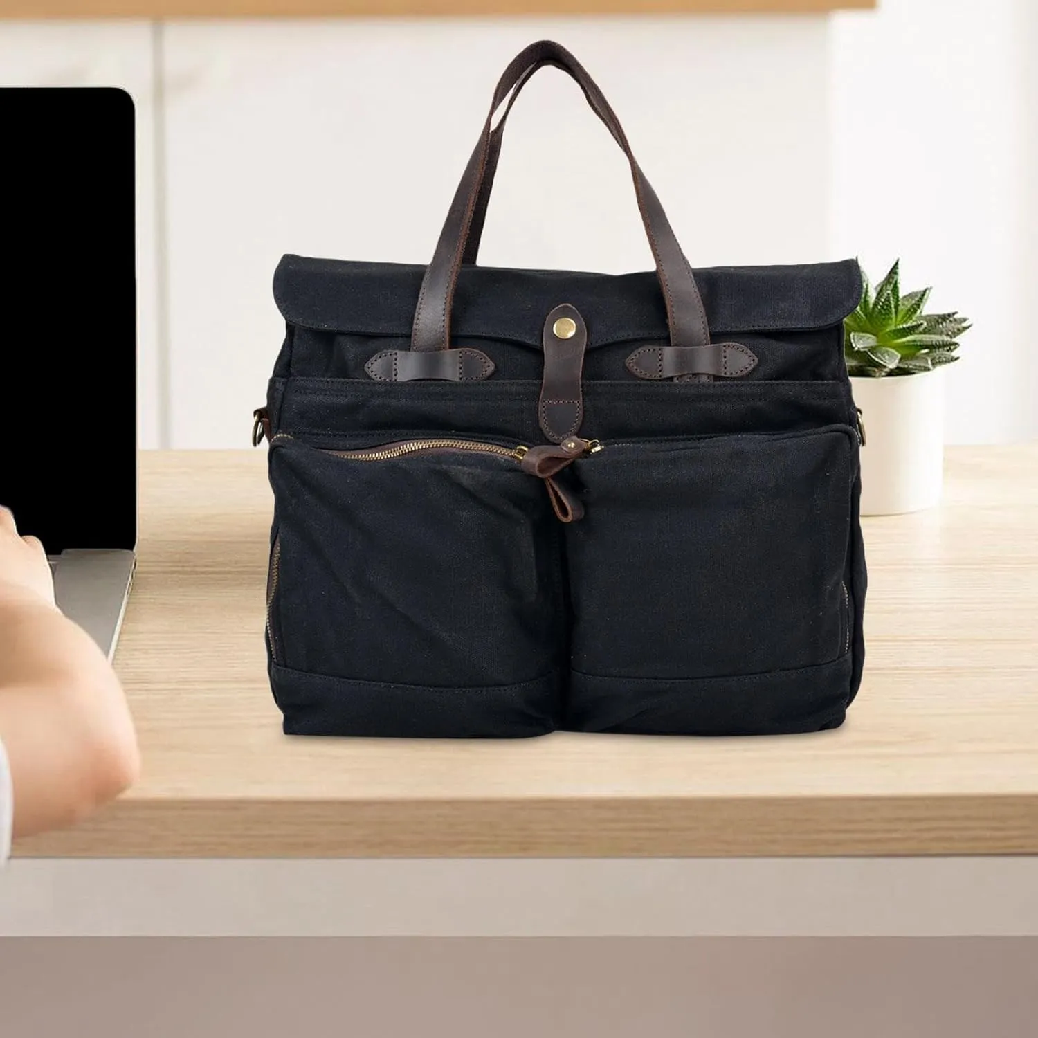 Canvas Laptop Bag for Men - Functional Work Pouch