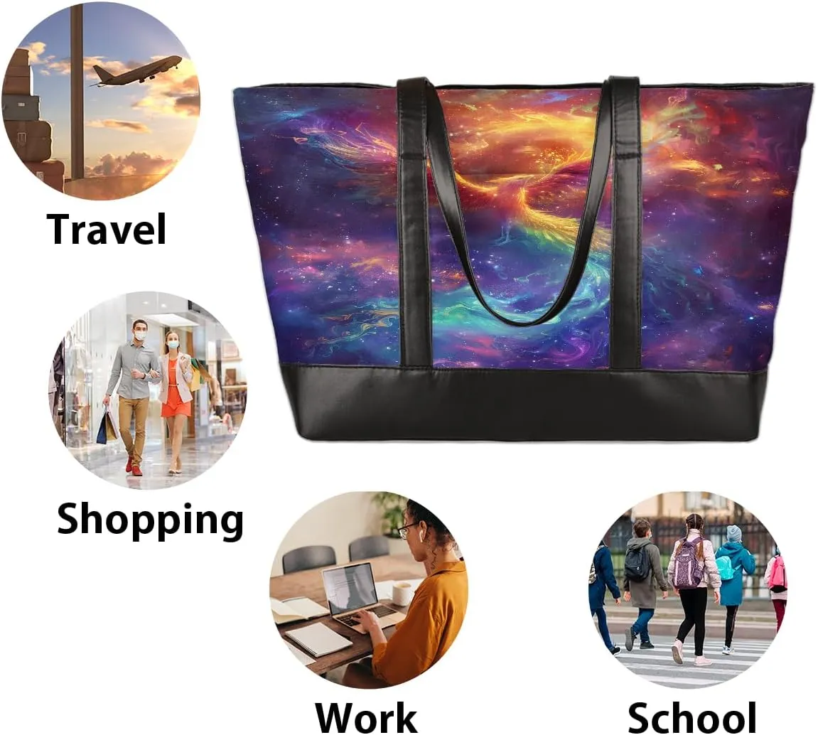 Canvas Laptop Tote Bag for Women Animal Swan Love Heart 15.6 Inch Large Capacity Computer Bag