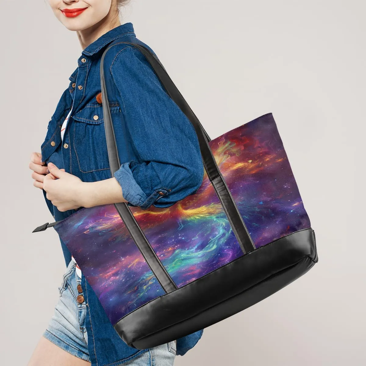Canvas Laptop Tote Bag for Women Animal Swan Love Heart 15.6 Inch Large Capacity Computer Bag