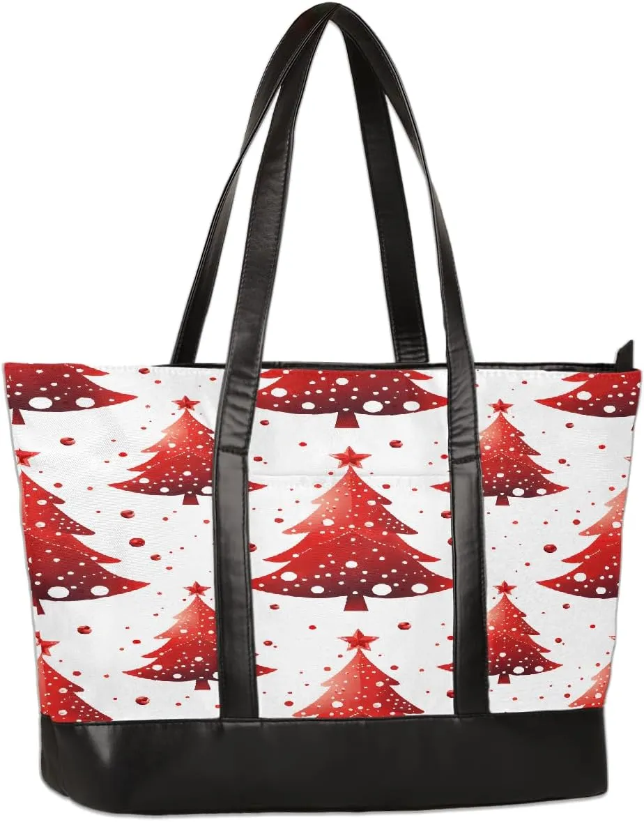 Canvas Laptop Tote Bag for Women Animal Tree Black 15.6 Inch Large Capacity Computer Bag