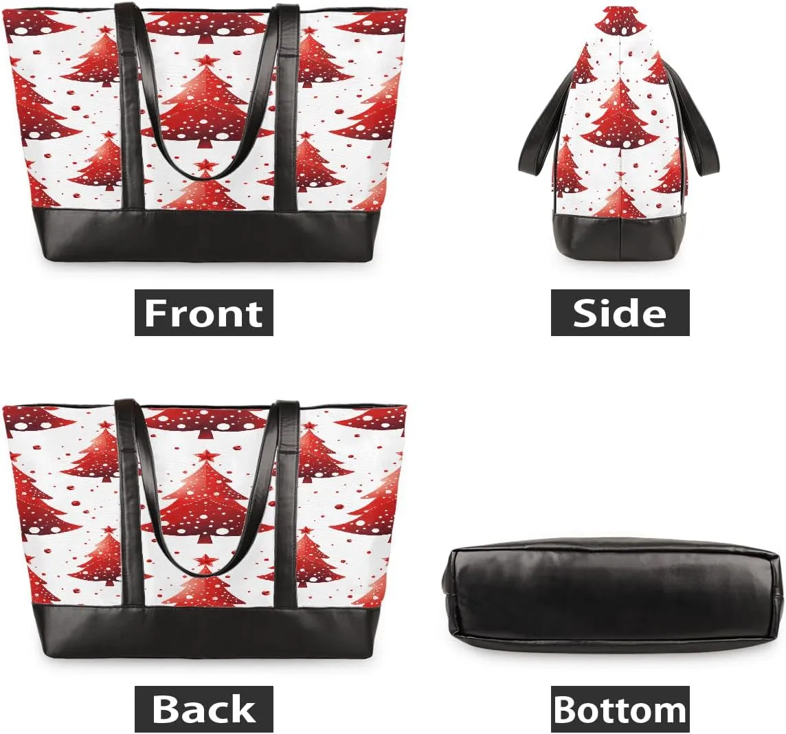 Canvas Laptop Tote Bag for Women Animal Tree Black 15.6 Inch Large Capacity Computer Bag