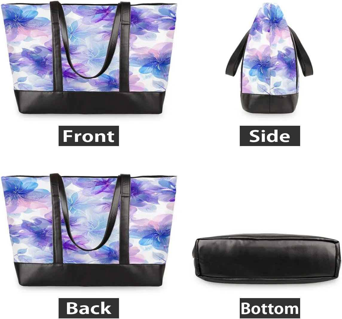Canvas Laptop Tote Bag for Women Education Book Bookshelf Retro 15.6 Inch Large Capacity Computer Bag