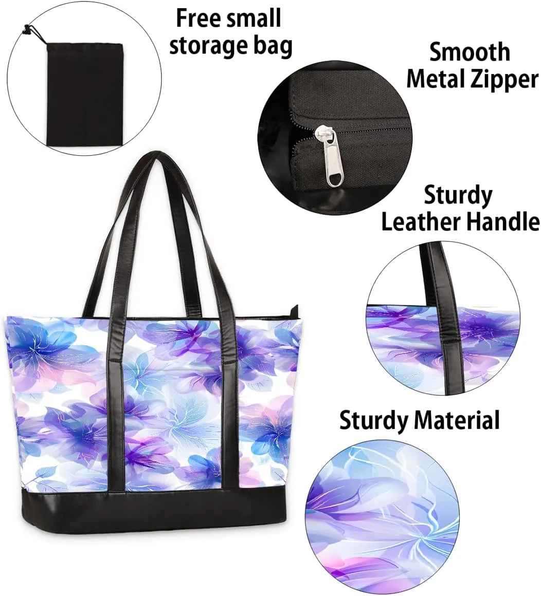 Canvas Laptop Tote Bag for Women Education Book Bookshelf Retro 15.6 Inch Large Capacity Computer Bag
