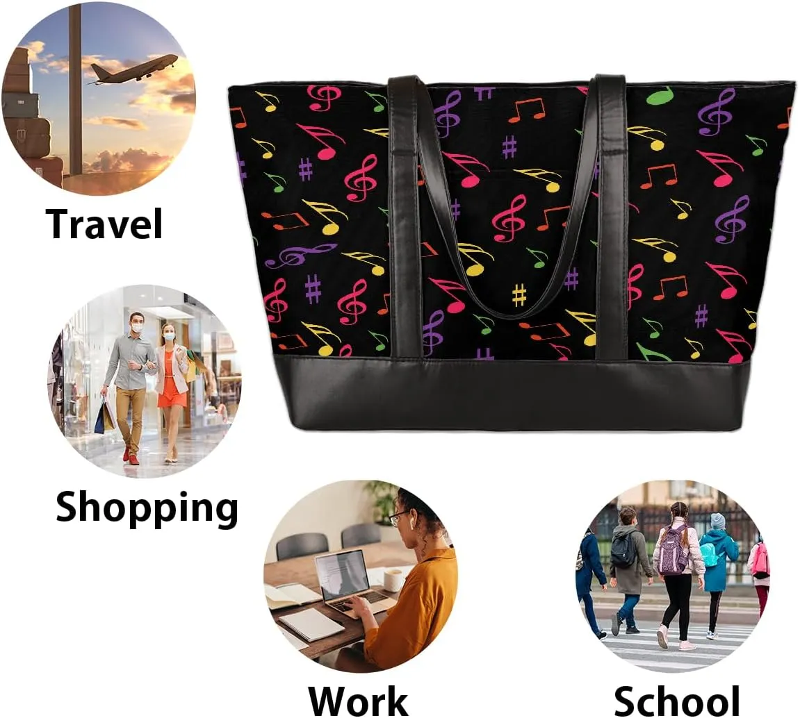 Canvas Laptop Tote Bag for Women Wood Blue Seaside 15.6 Inch Large Capacity Computer Bag