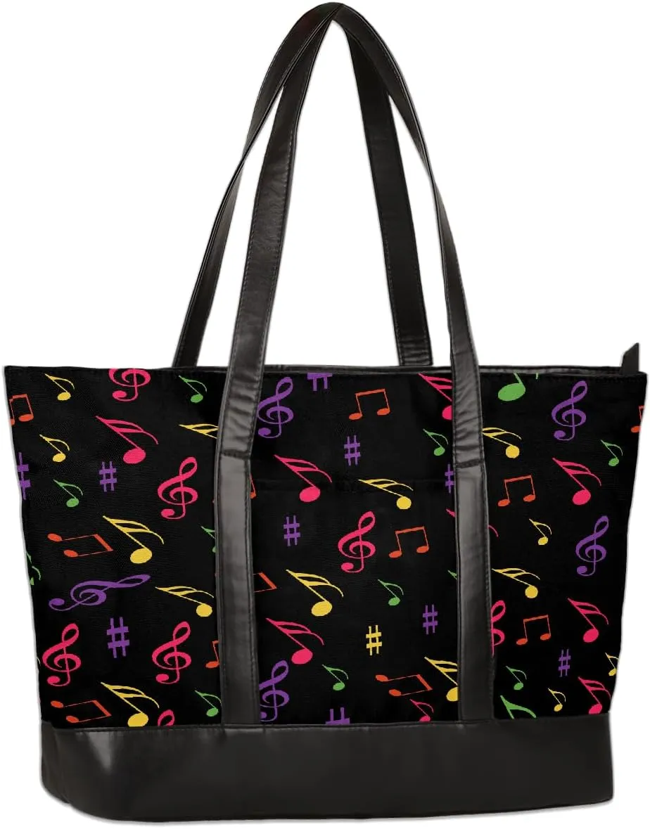 Canvas Laptop Tote Bag for Women Wood Blue Seaside 15.6 Inch Large Capacity Computer Bag