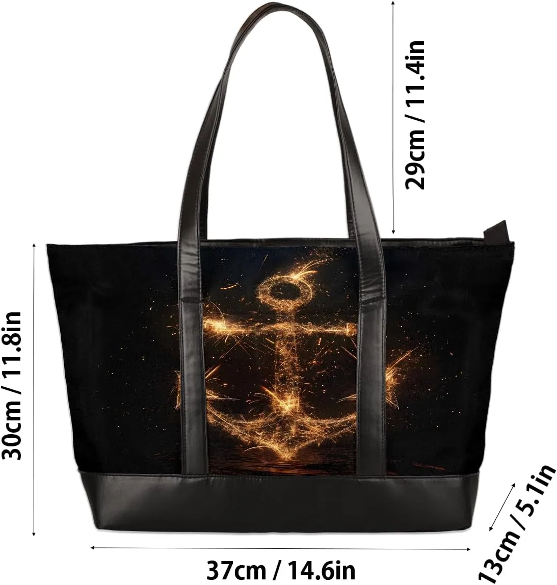 Canvas Laptop Tote Bag for Women Wood Blue Seaside 15.6 Inch Large Capacity Computer Bag