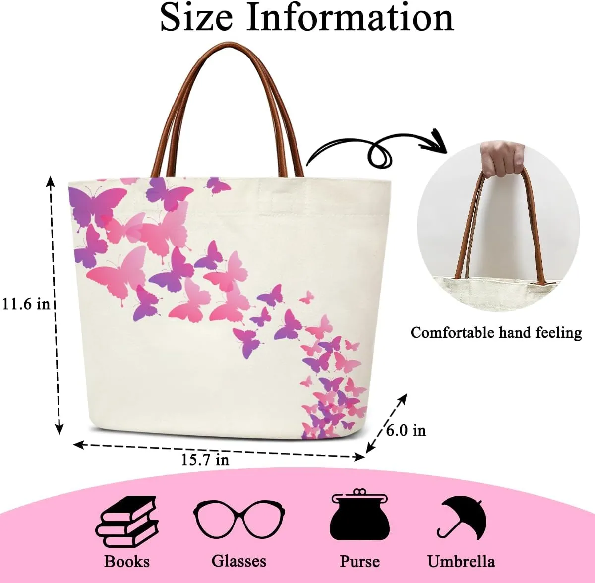 Canvas Tote Bag Aesthetic Tote Bag for Women Teens Reusable Grocery Shopping Bag With Handles Cute Animal Tote Bag