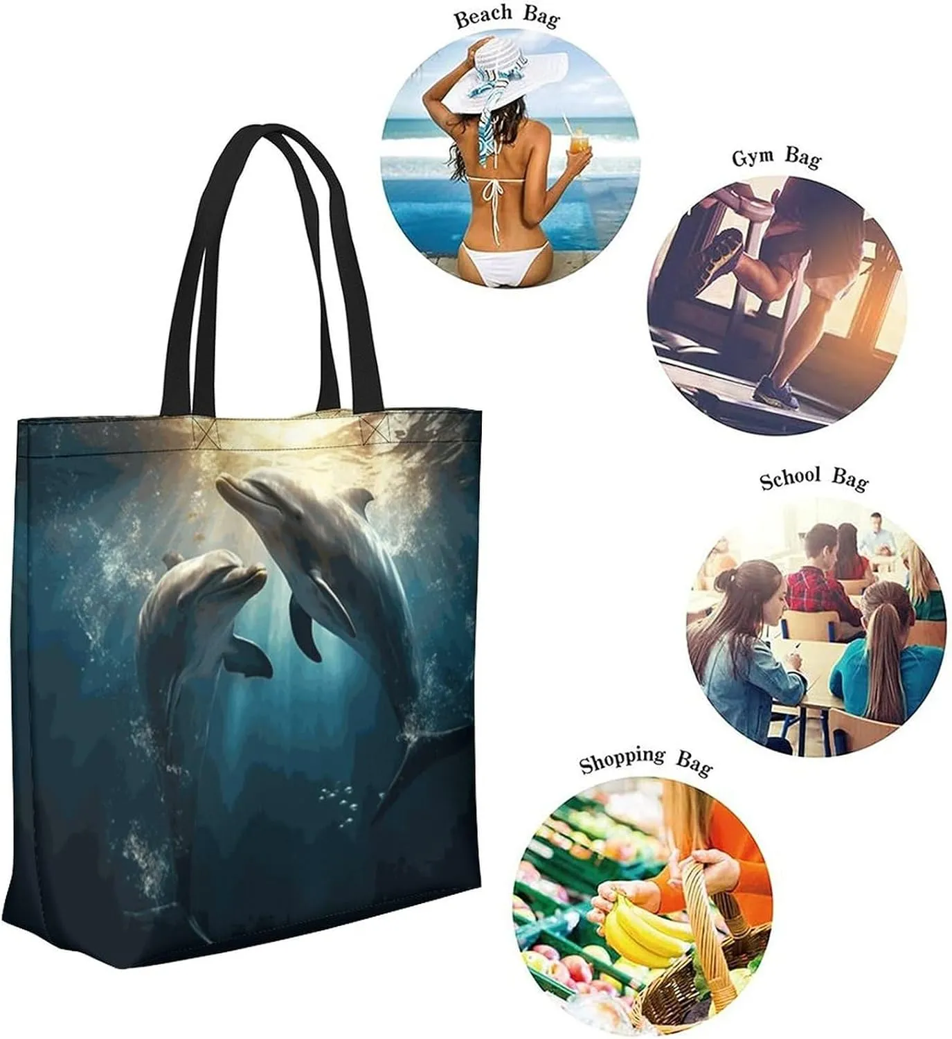 Canvas Tote Bag Large Women Casual Shoulder Bag Handbag Reusable Beach Shopping Grocery Bag For Outdoors