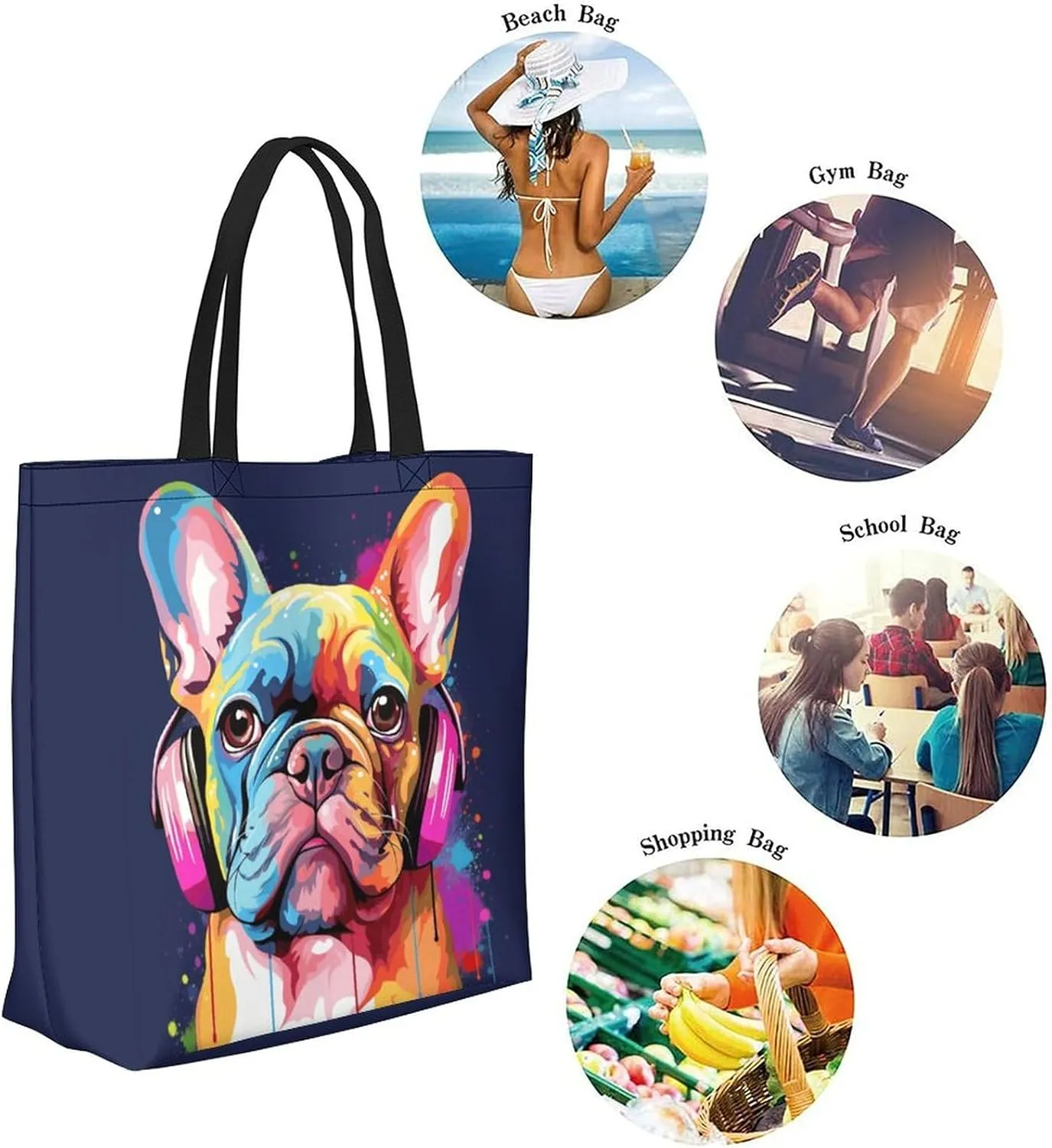 Canvas Tote Bag - Large Women's Casual Shoulder Handbag - Reusable Beach Shopping Grocery Bag for Outdoors