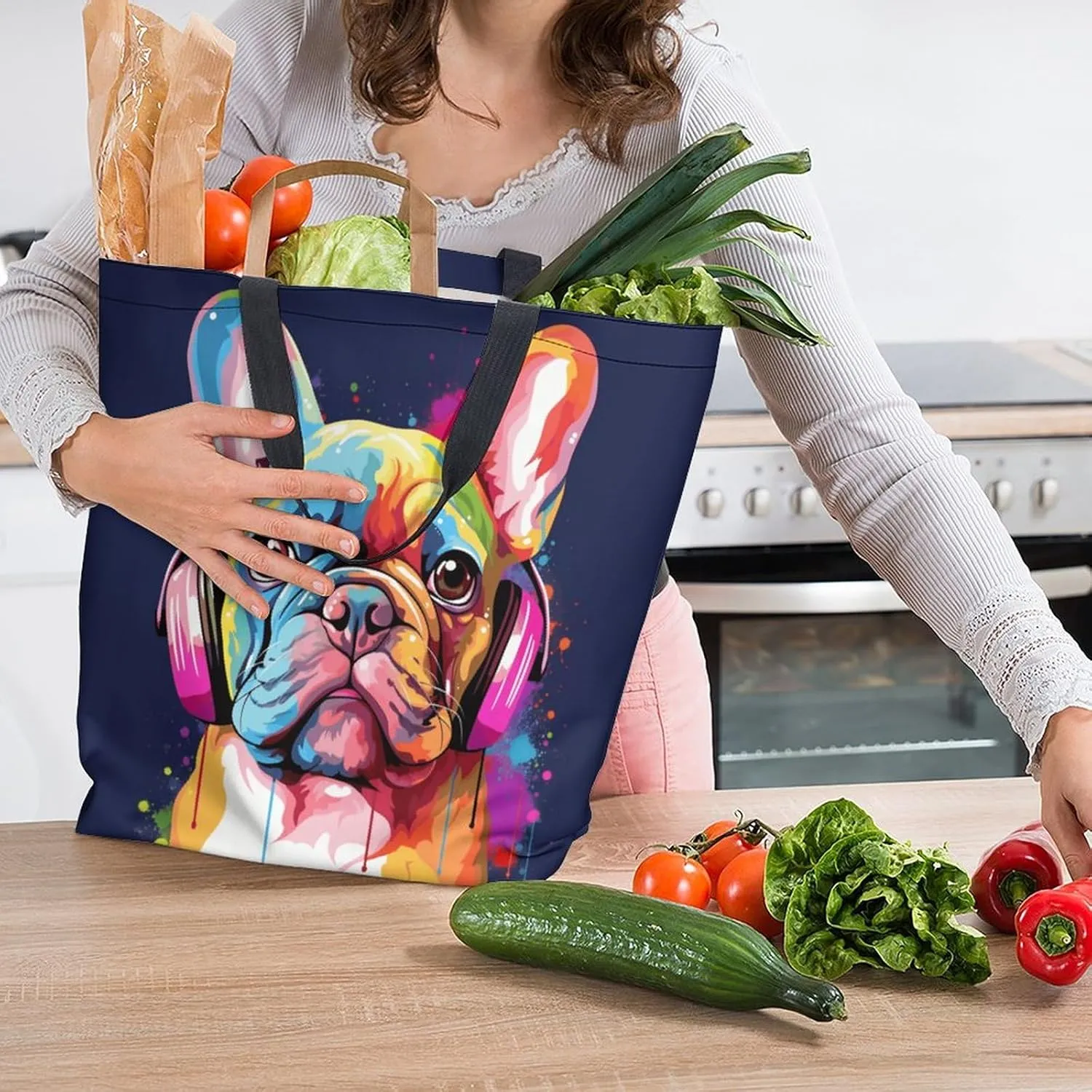 Canvas Tote Bag - Large Women's Casual Shoulder Handbag - Reusable Beach Shopping Grocery Bag for Outdoors