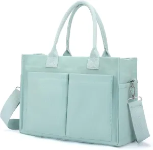 Canvas Tote Bags for Women，Work Tote Bags with Pockets,Crossbody Tote Bag Everything Handbags Shoulder Bags for Women