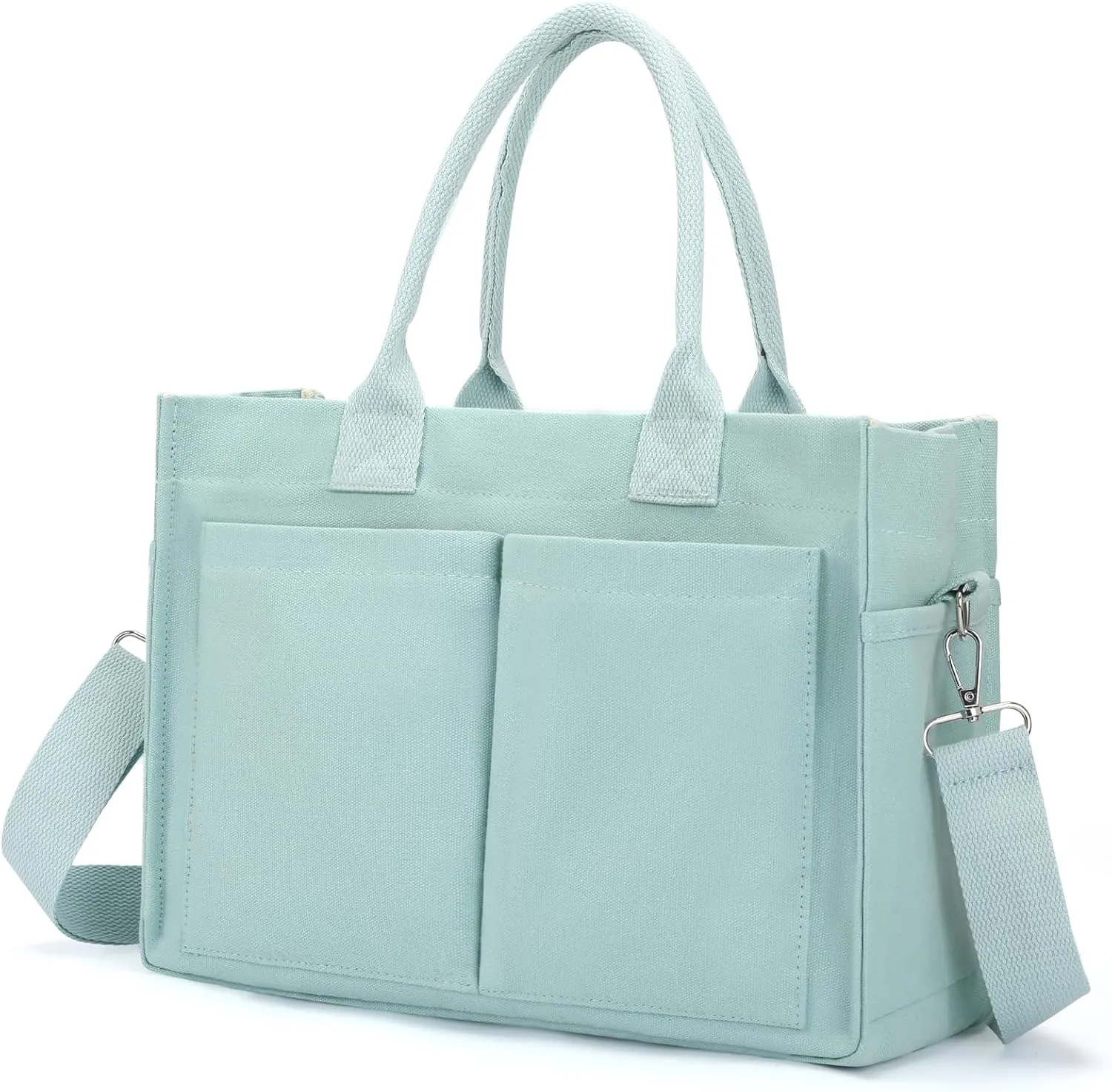 Canvas Tote Bags for Women，Work Tote Bags with Pockets,Crossbody Tote Bag Everything Handbags Shoulder Bags for Women