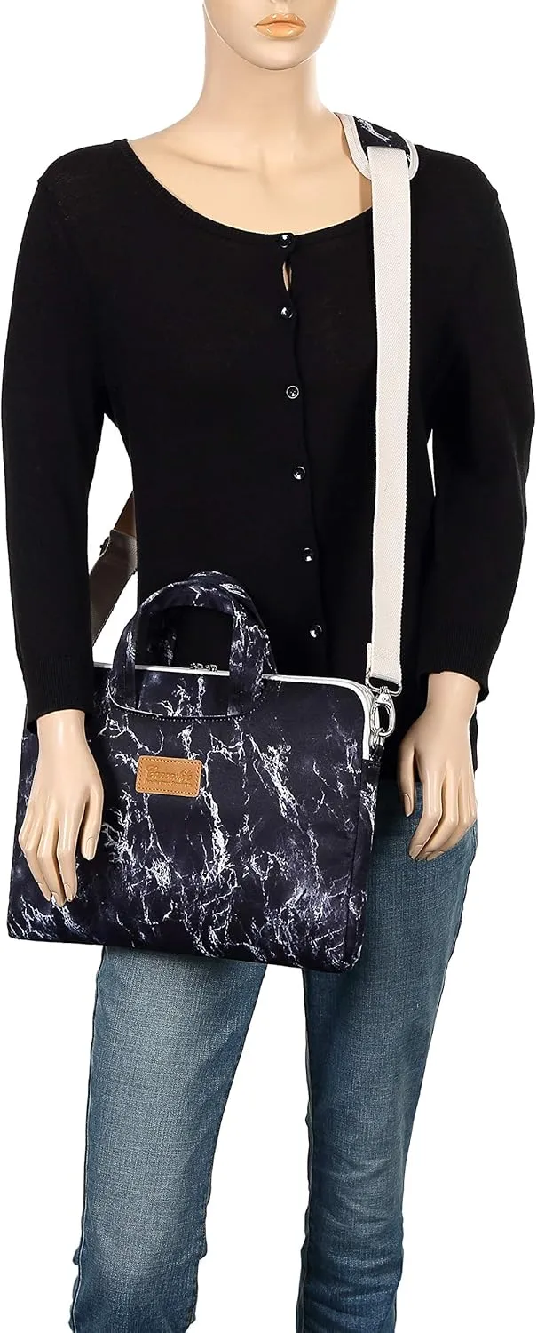 canvaslife Black marble pattern 15 inch Waterproof Laptop Shoulder Messenger Bag Case with Rebound Bubble Protection for 14 inch-15.6 inch Laptop 15 Case Bag