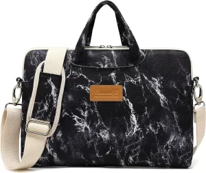canvaslife Black marble pattern 15 inch Waterproof Laptop Shoulder Messenger Bag Case with Rebound Bubble Protection for 14 inch-15.6 inch Laptop 15 Case Bag