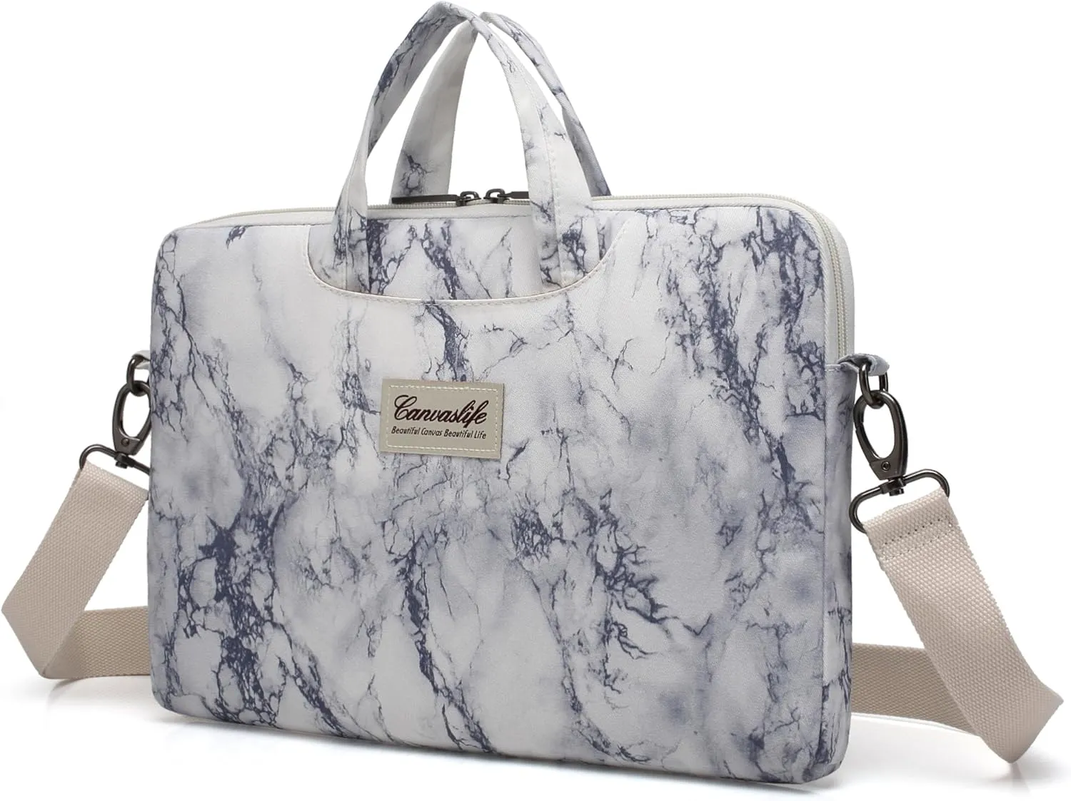 canvaslife Marble pattern Canvas Laptop Shoulder Messenger Bag Case Sleeve for 11 Inch 12 Inch 13 Inch Laptop and 11/12/ 13