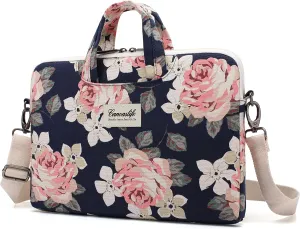 canvaslife White Rose Patten Waterproof Shoulder Messenger Bag Case Sleeve for 14 Inch 15 Inch Laptop Briefcase 15.6 Inch