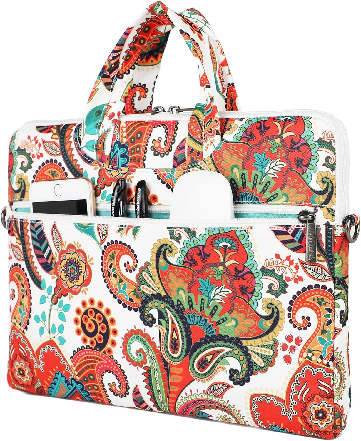 Canvaslove Paisley Pattern Lightweight Waterproof Laptop Shoulder Bag Sleeve Case for MacBook Pro 16 inch and 15 inch-15.6 inch Laptop