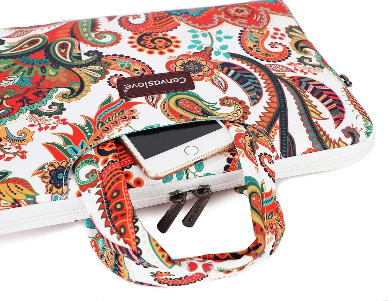 Canvaslove Paisley Pattern Lightweight Waterproof Laptop Shoulder Bag Sleeve Case for MacBook Pro 16 inch and 15 inch-15.6 inch Laptop