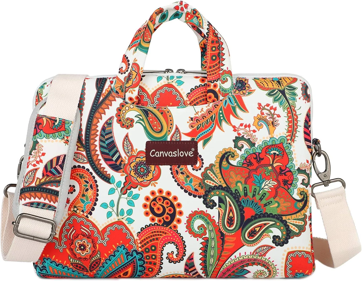 Canvaslove Paisley Pattern Lightweight Waterproof Laptop Shoulder Bag Sleeve Case for MacBook Pro 16 inch and 15 inch-15.6 inch Laptop
