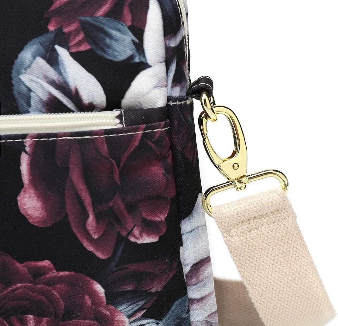 Canvaslove Red and White Rose Laptop Shoulder Messenger Bag Case With Rebound Bubble Protection for 15.6 inch-16 inch laptop