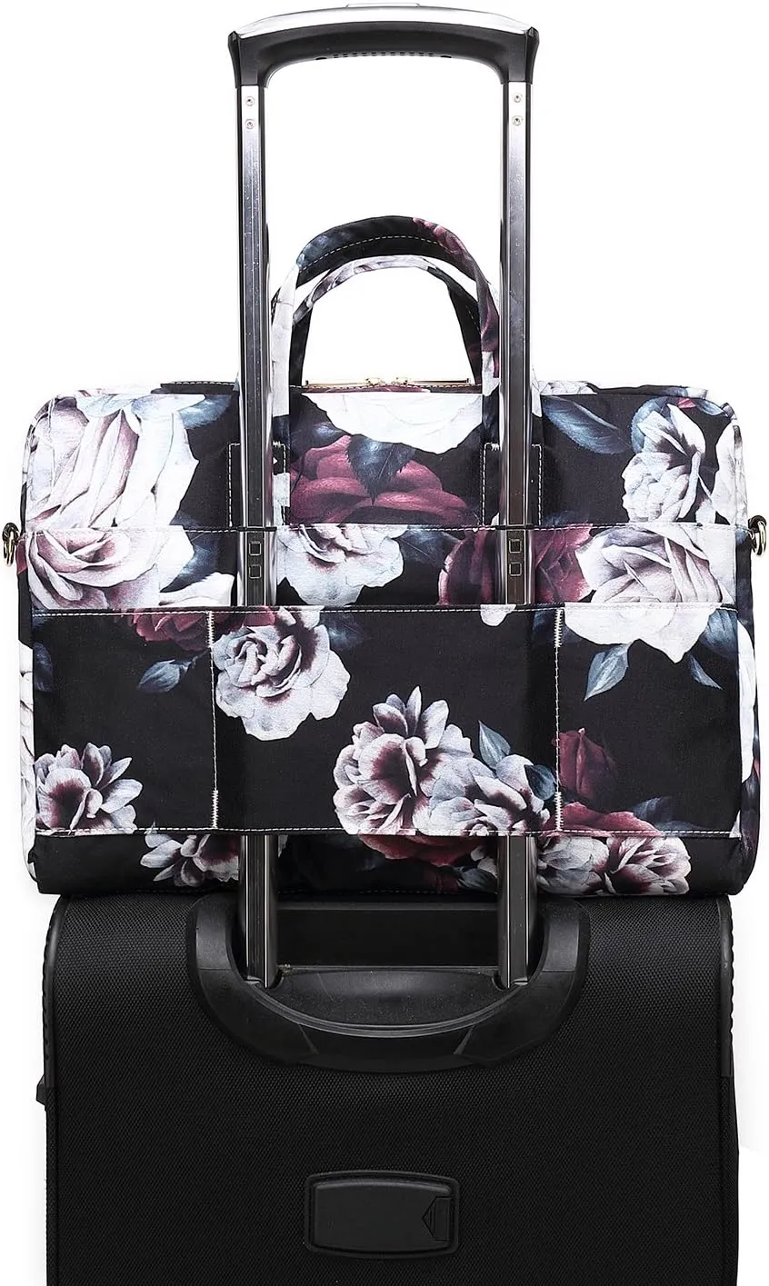 Canvaslove Red and White Rose Laptop Shoulder Messenger Bag Case With Rebound Bubble Protection for 15.6 inch-16 inch laptop