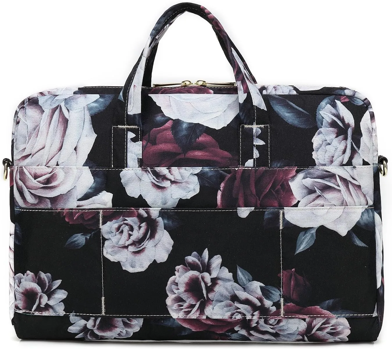 Canvaslove Red and White Rose Laptop Shoulder Messenger Bag Case With Rebound Bubble Protection for 15.6 inch-16 inch laptop