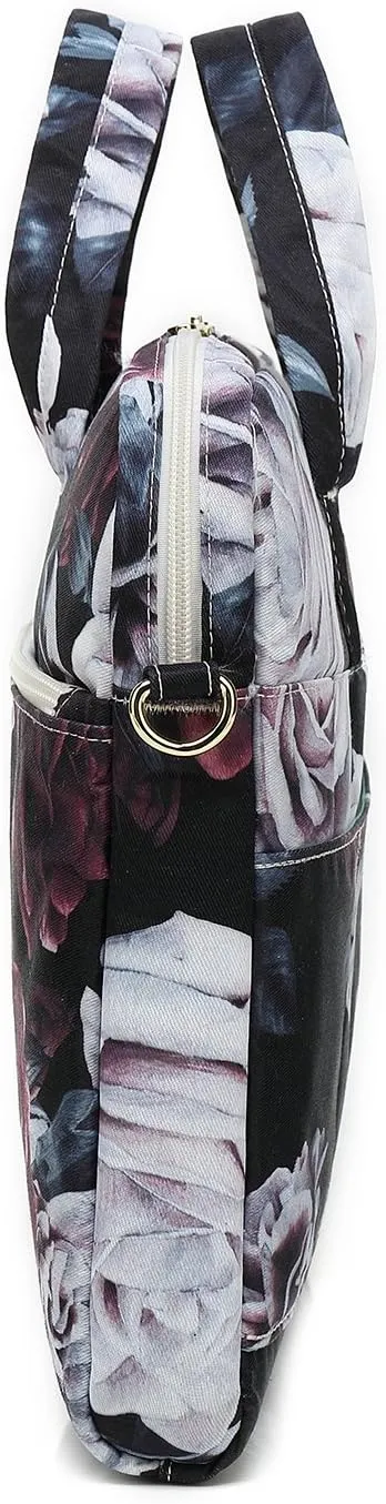Canvaslove Red and White Rose Laptop Shoulder Messenger Bag Case With Rebound Bubble Protection for 15.6 inch-16 inch laptop