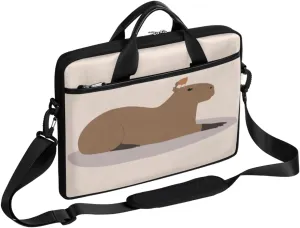 Capybara And Bird Laptop Shoulder Bag for Men Women Slim Briefcase Messenger Bag Waterproof 15.6 Inch Laptop Bag Carrying Case Fit 14-15.6 Inch Notebook Computer Tablet