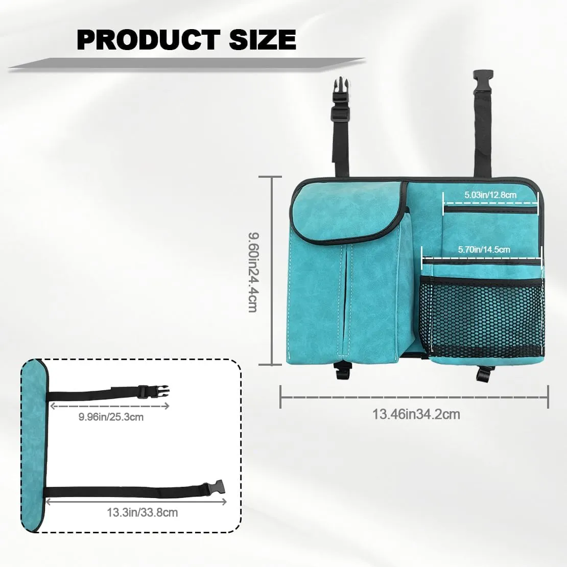 Car Seat Back Organizer Large Capacity Bag, Storage Bag with Hook, Suede, for Laptop/iPad/Office Supplies, Fits Any Car/Truck (Blue)