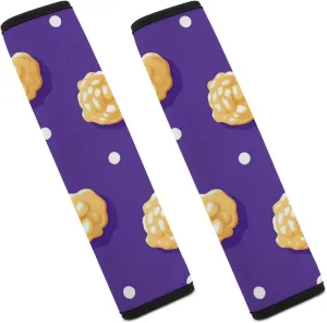 Caramel Popcorn Polka Dot Purple Fashion Car Seat Belt Cover Pad for Shoulder Bag Camera Soft Comfort Accessories 2PCS
