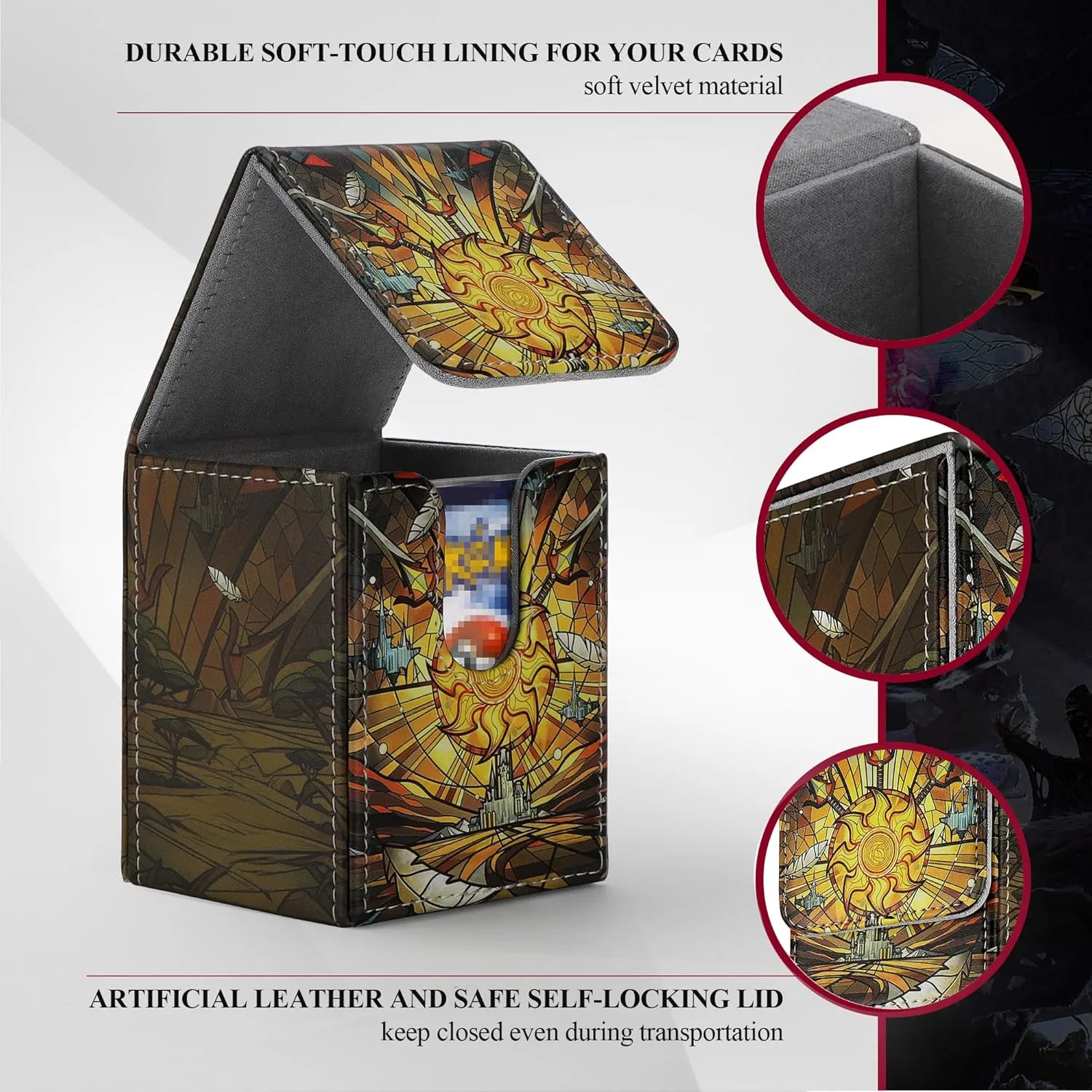 Card Deck Box for MTG Card Storage Box Holds 100 Plus Single Sleeved Cards with Trading Cards Games TCG Yugioh etc. (Yellow)
