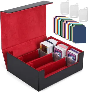 Card Deck Case for Trading Cards 1800 , MTG Card Storage Box, Leather Magnetic Closure Storage Box for Magic Commander, MTG, YuGiOh, PKM and Sports Cards