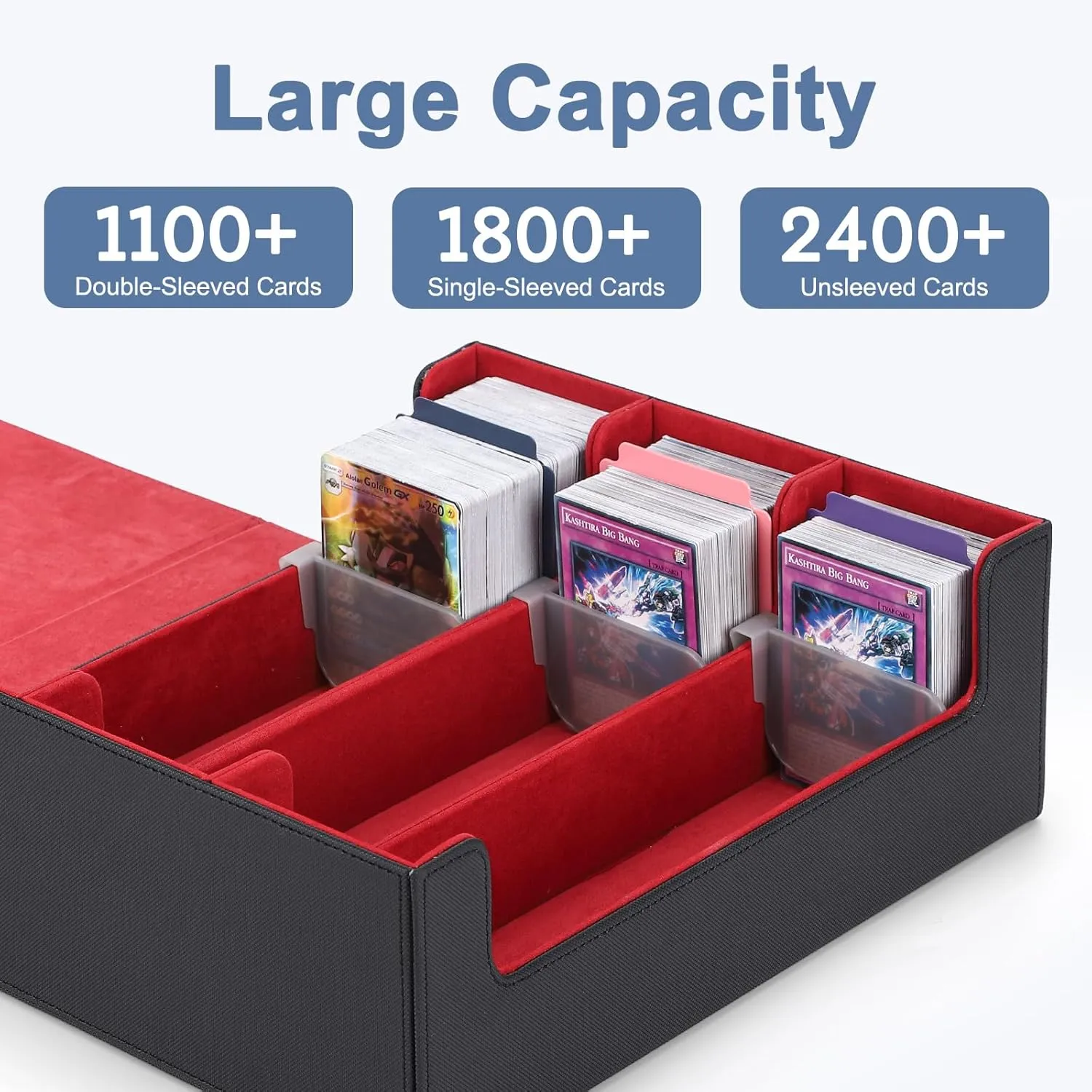 Card Deck Case for Trading Cards 1800 , MTG Card Storage Box, Leather Magnetic Closure Storage Box for Magic Commander, MTG, YuGiOh, PKM and Sports Cards