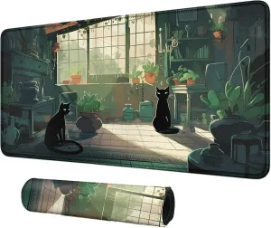 Card Mat for MTG & TCG Playmat Mouse Pad,23.6" x 13.8" Game Mat for MTG RPG CCG Trading Card Game Playmats Table Mat Perfect for Card Games Video Games Computer Office,Black Cats
