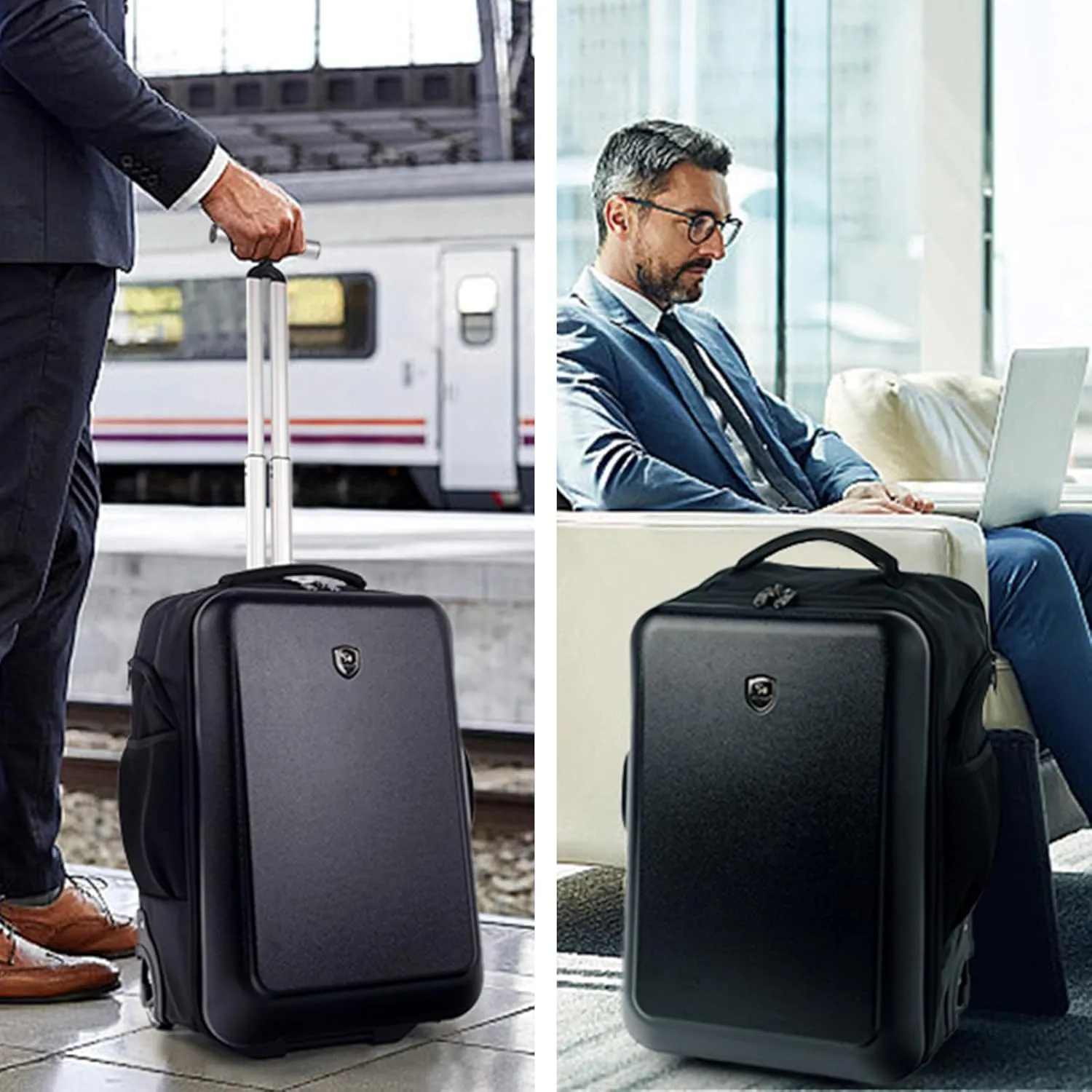 Carry-on luggage 19 Inch Travel luggage with Wheels，suitcase for Business and College (Black, 19 Inch)