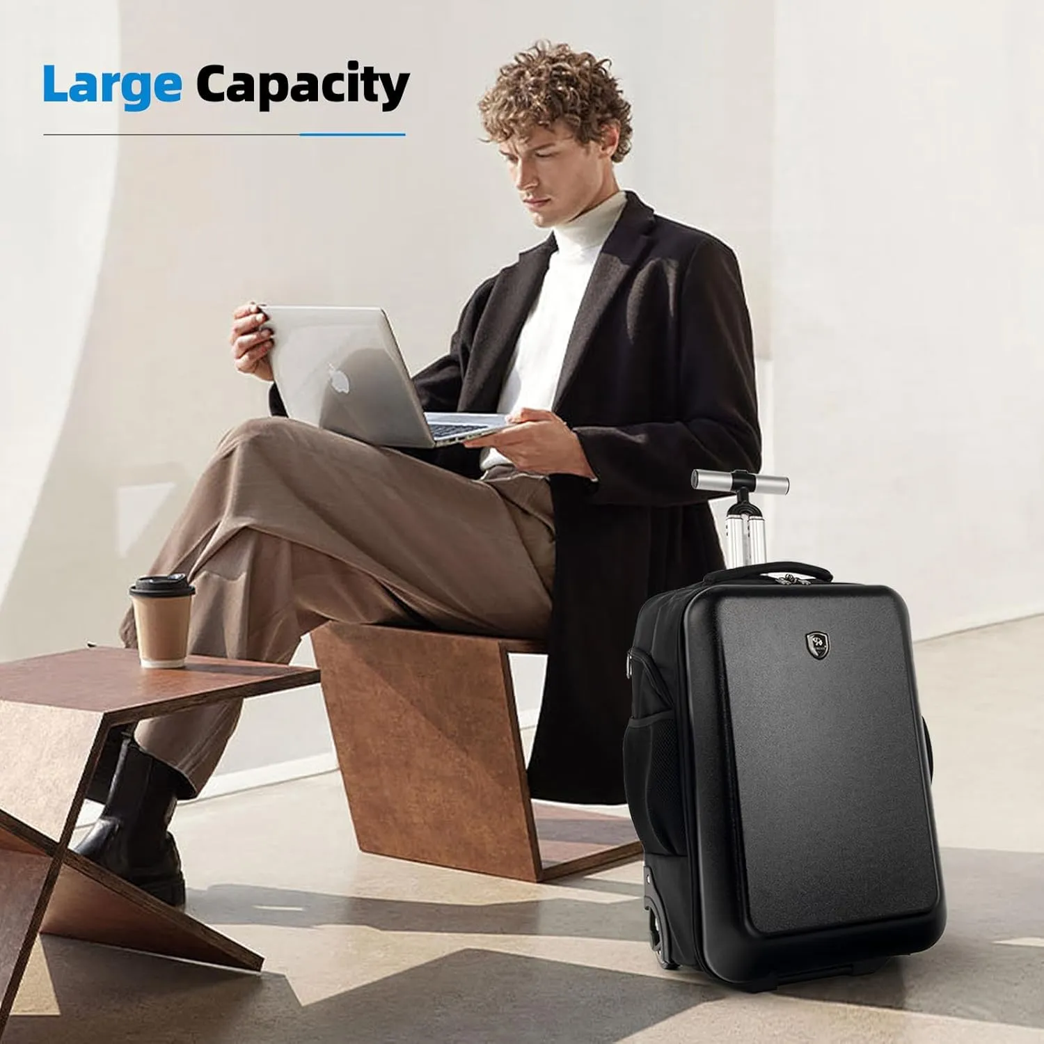 Carry-on luggage 19 Inch Travel luggage with Wheels，suitcase for Business and College (Black, 19 Inch)