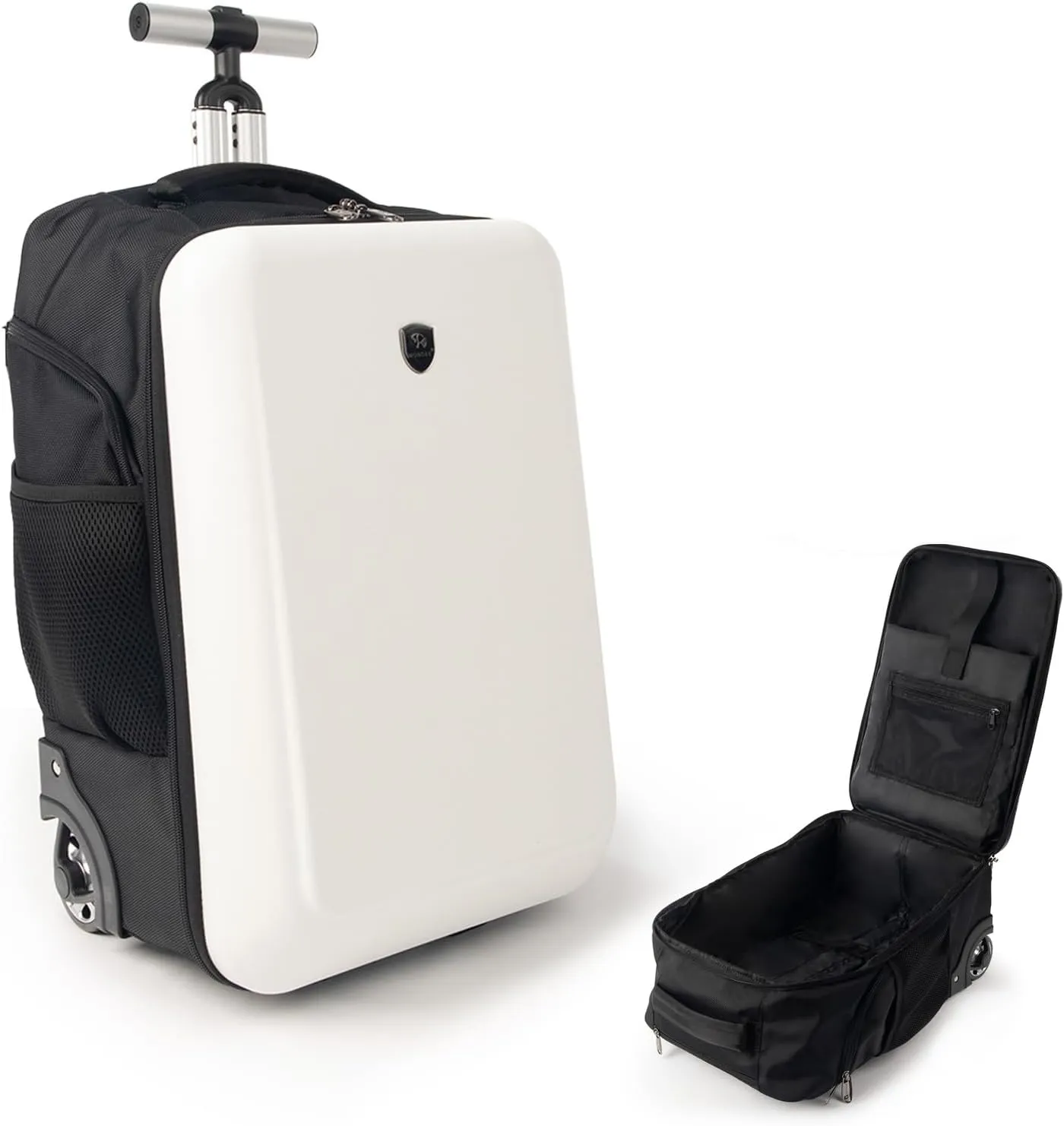 Carry-on luggage 19 Inch Travel luggage with Wheels，suitcase for Business and College (White, 19 Inch)
