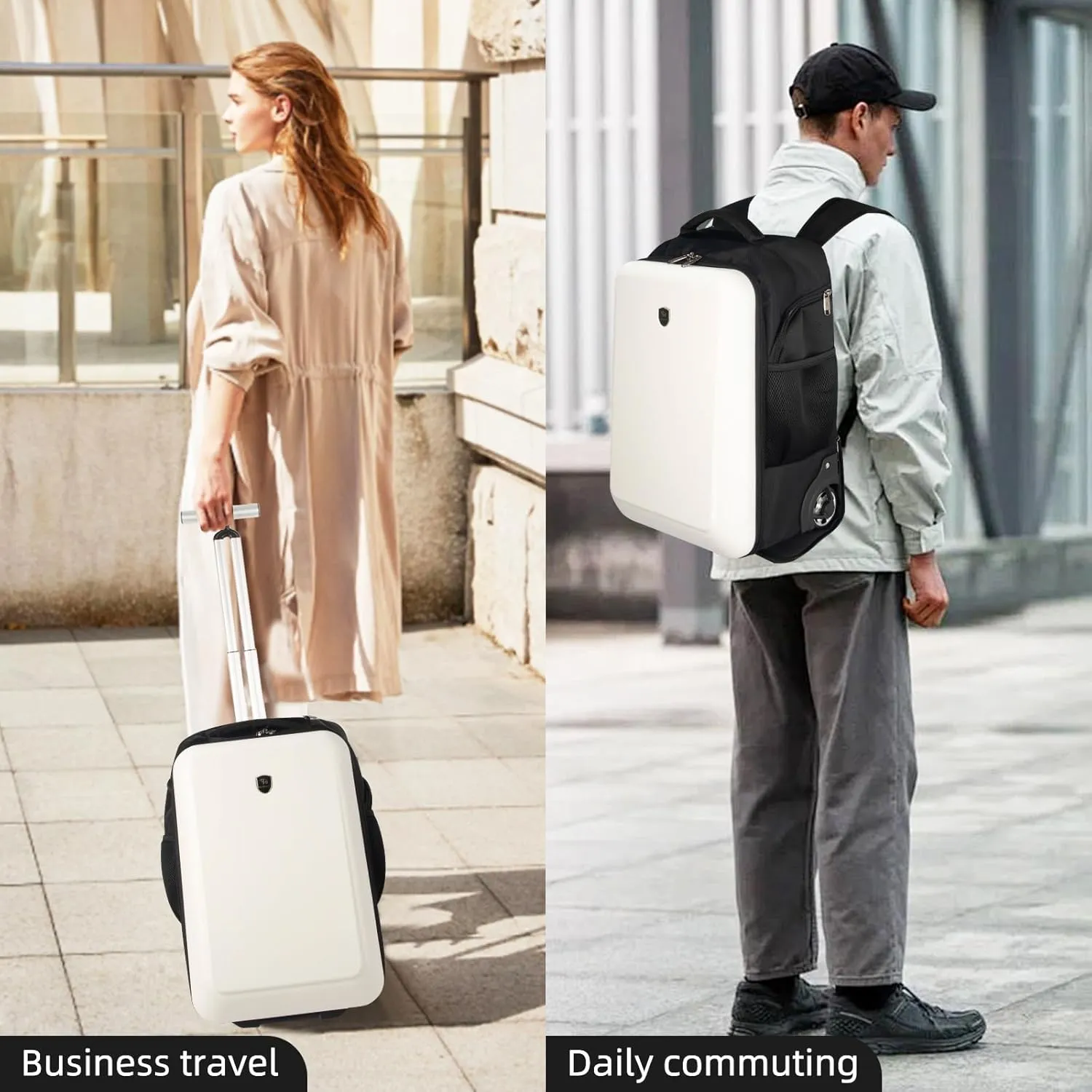 Carry-on luggage 19 Inch Travel luggage with Wheels，suitcase for Business and College (White, 19 Inch)