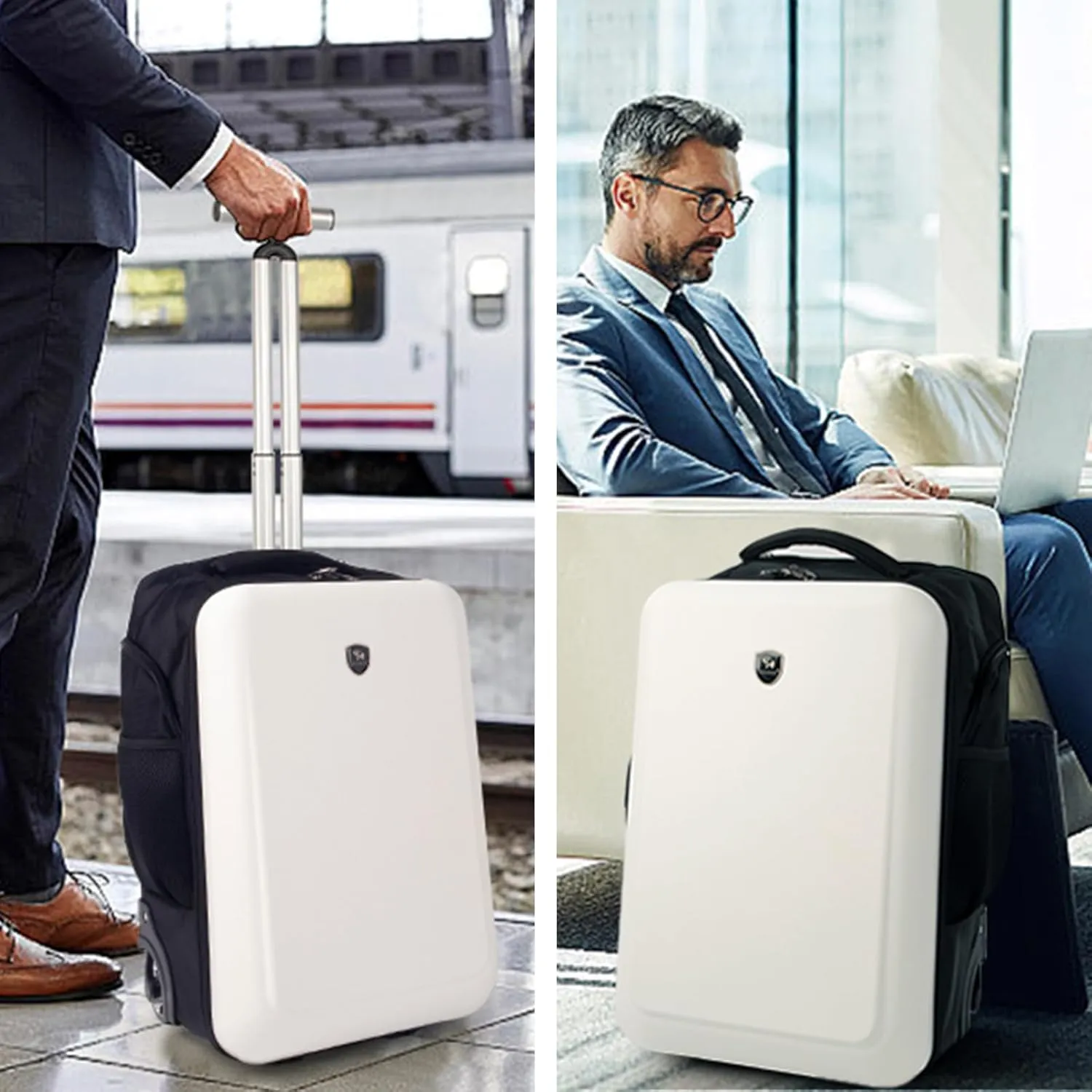 Carry-on luggage 19 Inch Travel luggage with Wheels，suitcase for Business and College (White, 19 Inch)
