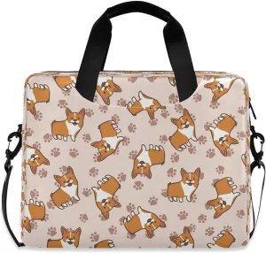 Cartoon Corgi Puppy Dog Laptop Messenger Bag Case Sleeve Briefcase for Men Women