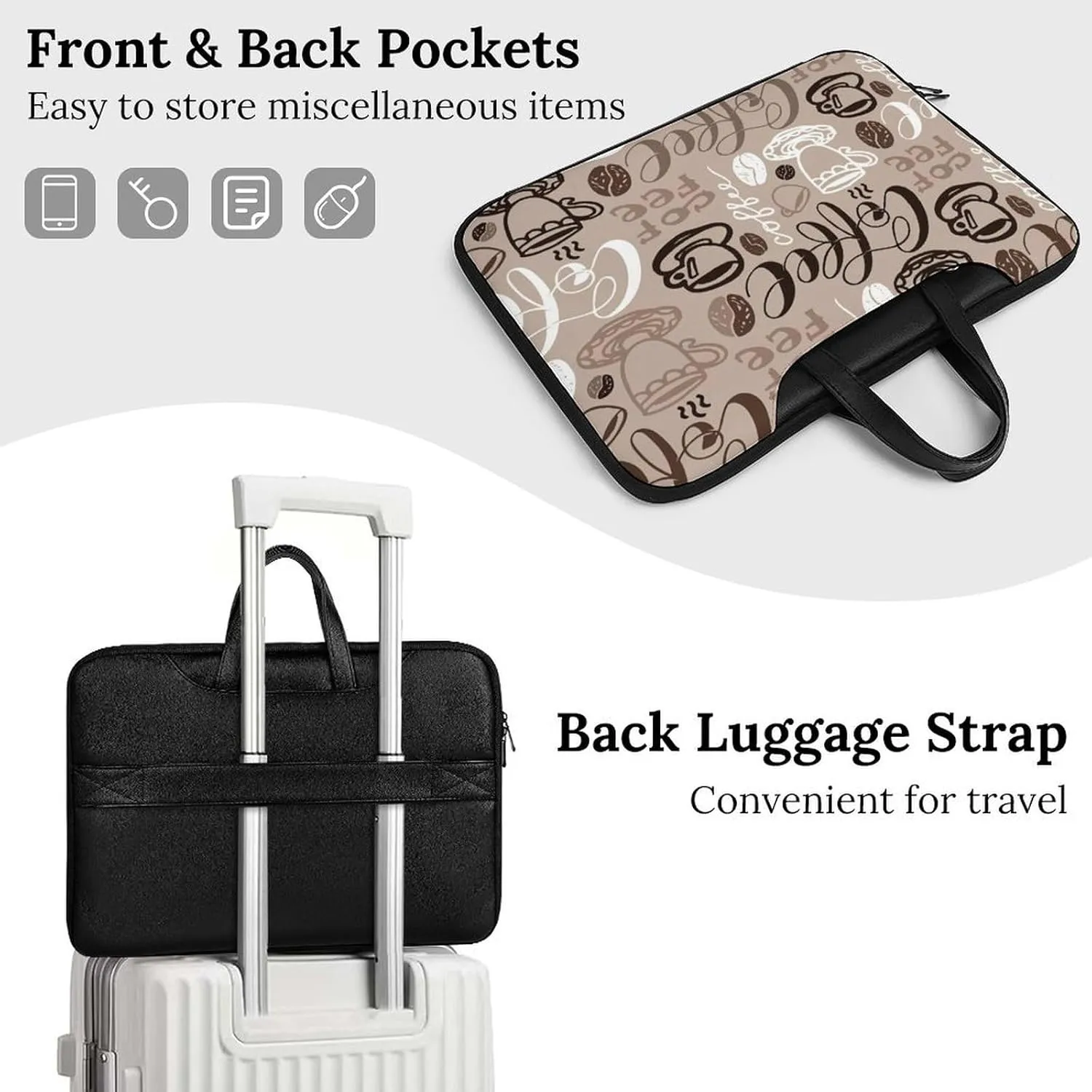 Cartoon Mushrooms Portable Leather Laptop Bag