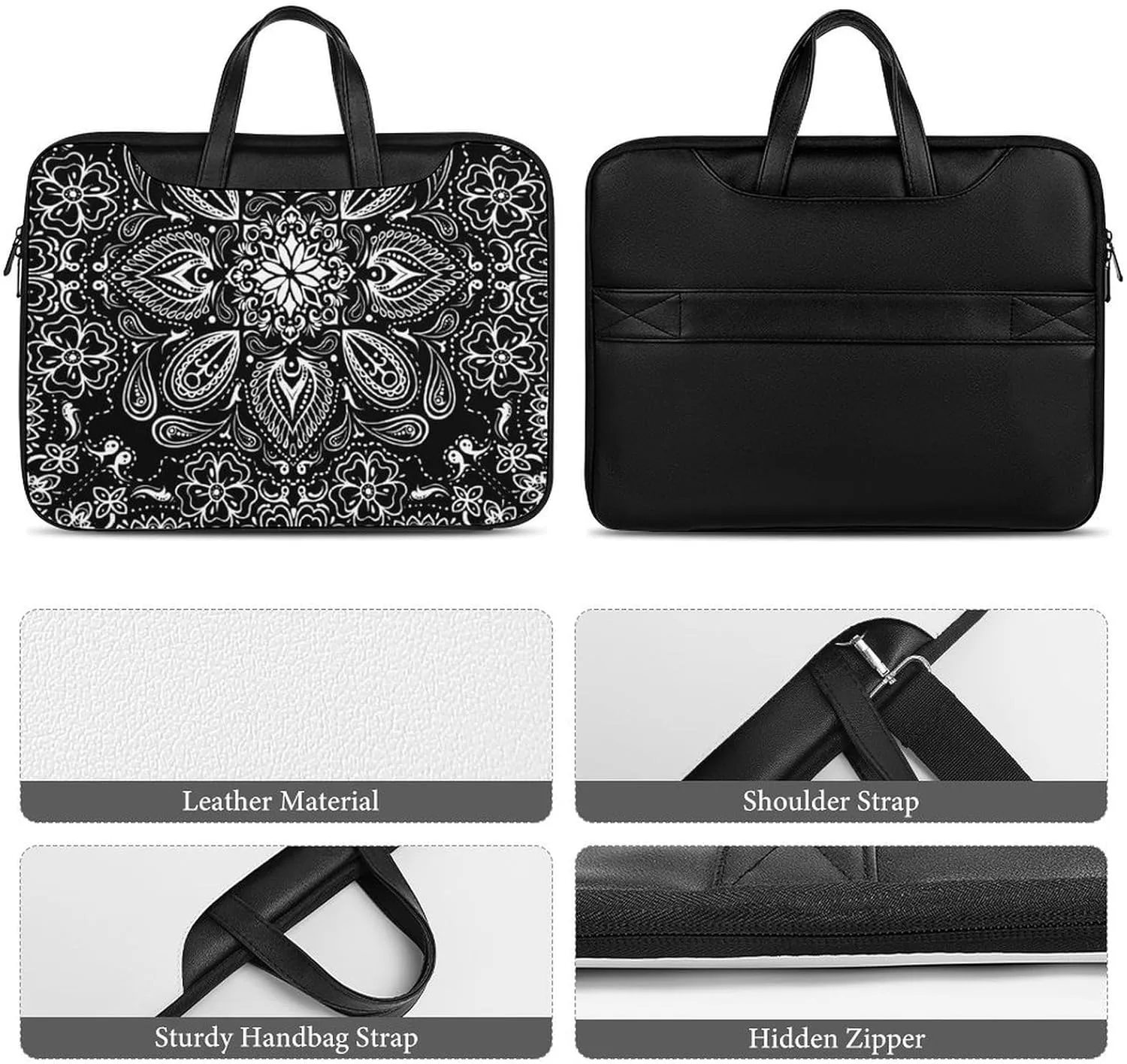 Cartoon Mushrooms Portable Leather Laptop Bag