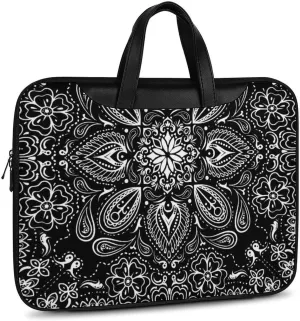 Cartoon Mushrooms Portable Leather Laptop Bag