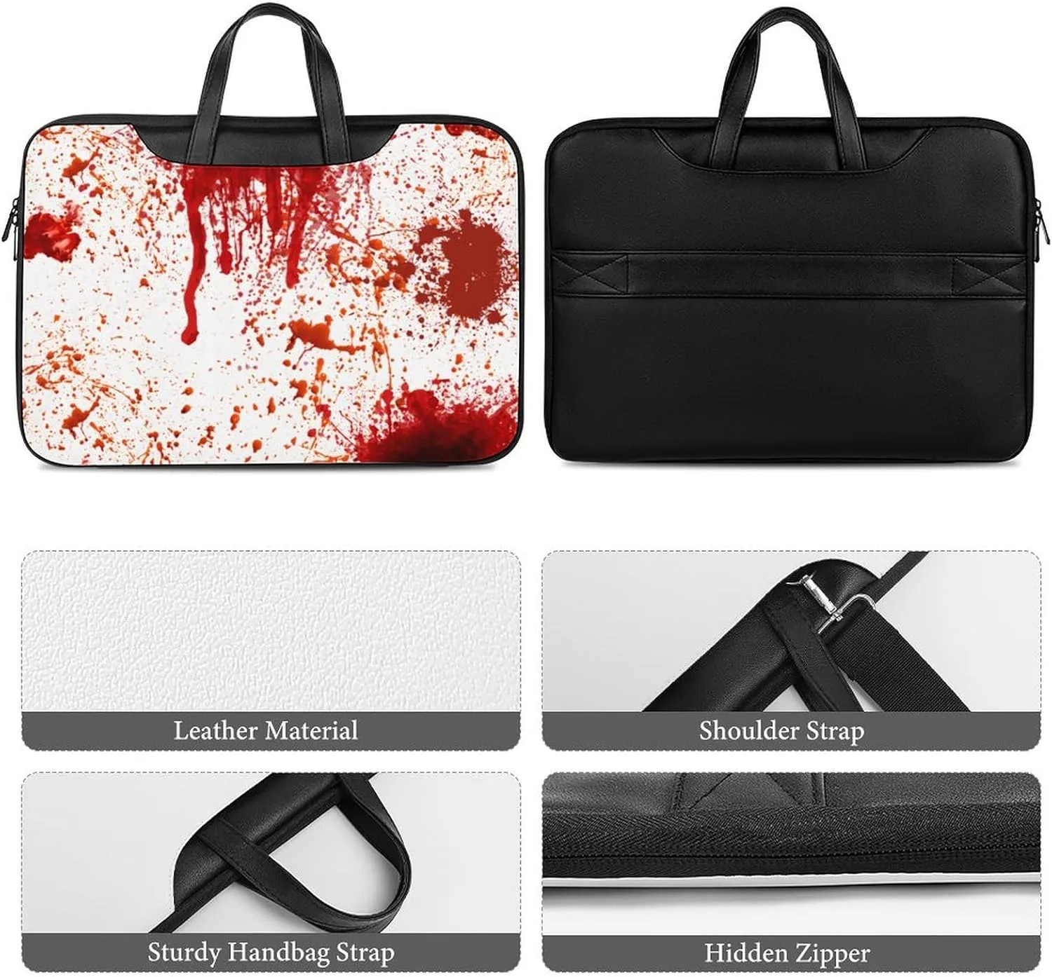 Cartoon Mushrooms Portable Leather Laptop Bag