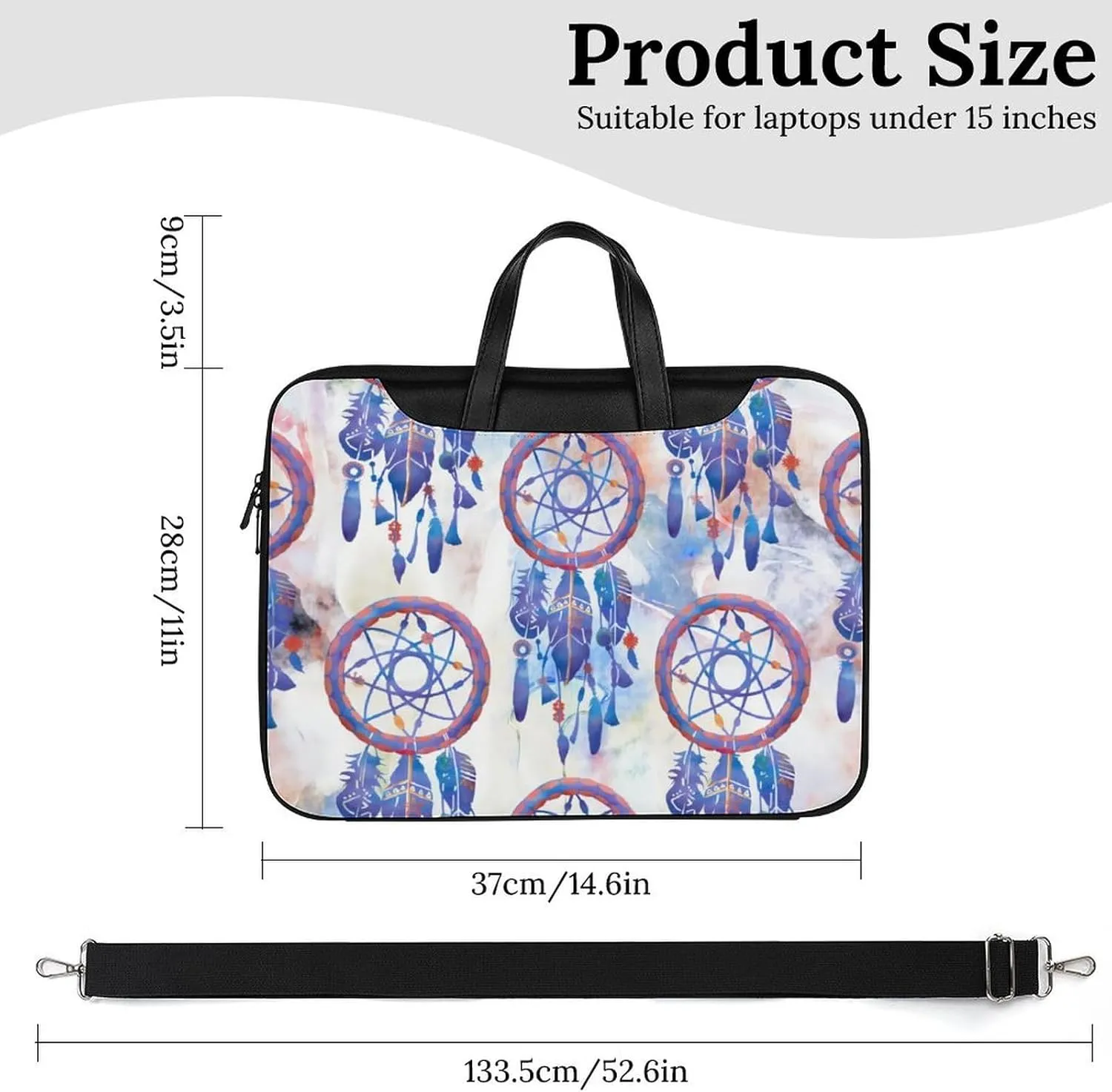 Cartoon Mushrooms Portable Leather Laptop Bag